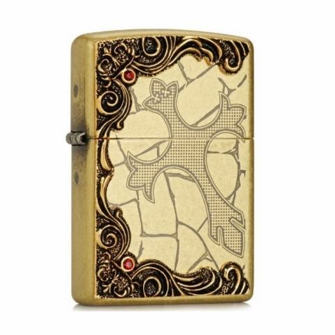 Bật lửa Zippo đồng khắc thánh giá họa tiết nổi