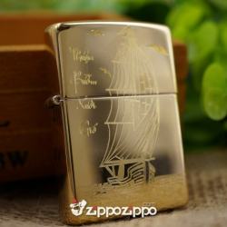 BẬT LỬA ZIPPO ĐỒNG KHẮC THUYỀN BUỒM - Mã SP: ZPC1484