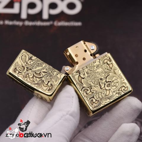 Bật Lửa Zippo Đồng Nguyên Khắc Tỳ Hưu Armor