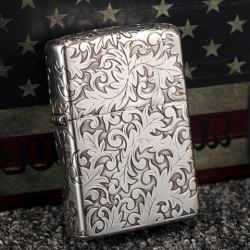 Bật lửa Zippo mạ bạc khắc hoa văn Arabesque 5 - Mã SP: ZPC0397