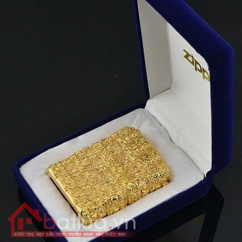 Bật lửa zippo chính hãng đúc tượng phật nổi mạ vàng