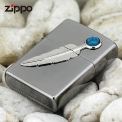 Bật lửa Zippo gương đen khắc lông vũ - Mã SP: ZPC0502