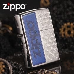 Bật lửa Zippo hoa văn bạc nền xanh - Mã SP: ZPC0830