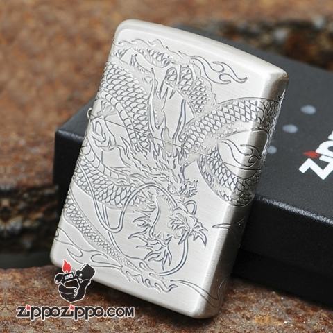 Bật lửa Zippo khắc nhẹ rồng quấn quanh