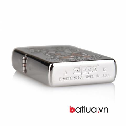 Bật lửa zippo mạ bạc khắc hình phật thích ca