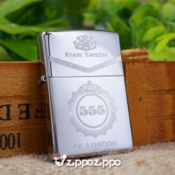 Bật lửa zippo mầu bạc khắc gói thuốc 555 - Mã SP: ZPC1422