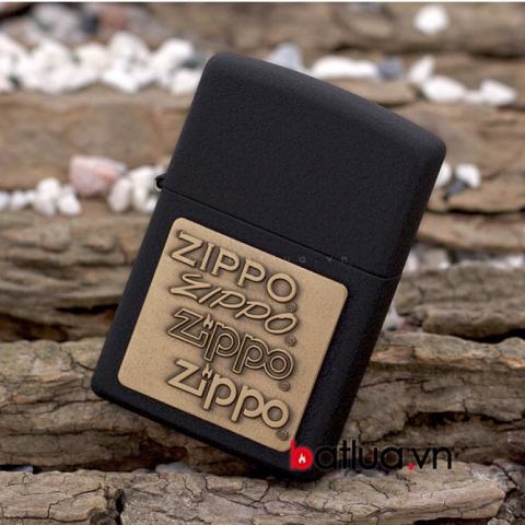 Bật lửa Zippo phiên bản đen nứt khắc huy hiệu đồng