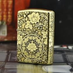 Bật lửa Zippo phiên bản đồng chạm khắc vòm hoa Mẫu Đơn vỏ dày - Mã SP: ZPC0866.169