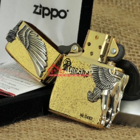 Bật lửa zippo phiên bản giới hạn xuất nhật Zippo Pegasas  cánh được mạ bạc
