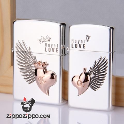 Bật lửa Zippo phiên bản Hàn Quốc trái tim có cánh Vỏ Slim