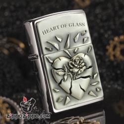 Bật lửa Zippo phiên bản Châu Âu Hình Hoa hồng đâm vỡ trái tim - Mã SP: ZPC0872