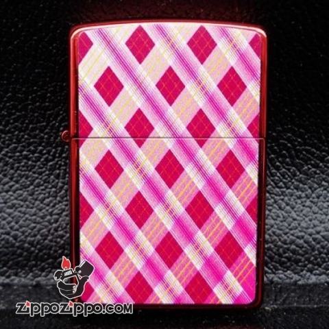 Bật lửa Zippo sơm caro sơn đỏ