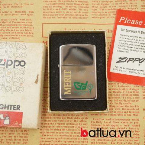 Bật lửa Zippo USA Cổ MERIT Trắng Bóng Sản Xuất Năm 1981