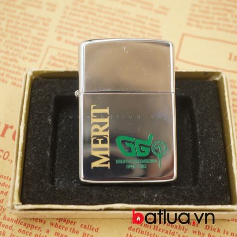 Bật lửa Zippo USA Cổ MERIT Trắng Bóng Sản Xuất Năm 1981