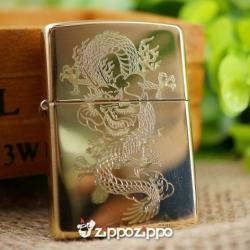 bật lửa zippo vỏ đồng chạm khắc hình rồng - Mã SP: ZPC1482