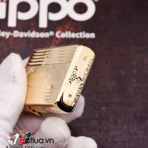 Bật Lửa Zippo Xuất Nhật Mạ Vàng Sâu Chạm Khắc Hình Hạt Quạt Trừu Tượng