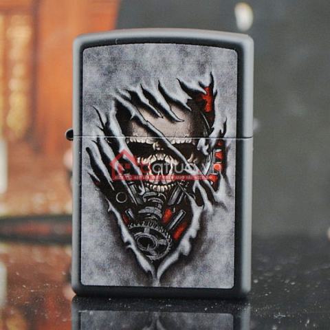 Bật lửa zippo ZP 28.882 logo đầu lâu chính hãng sơn sần 2015