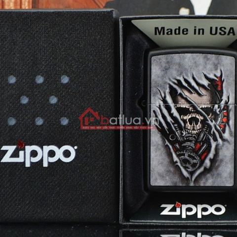 Bật lửa zippo ZP 28.882 logo đầu lâu chính hãng sơn sần 2015