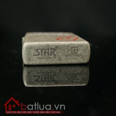 Bật lửa STAR dạng Zippo 3 trái tim tình yêu màu ghi xước