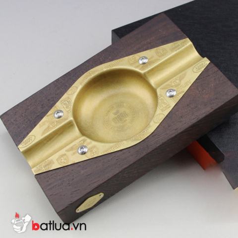 Gạt Tàn  Cigar Ashtray Gỗ Và Đồng Kết Hợp Sang Trọng