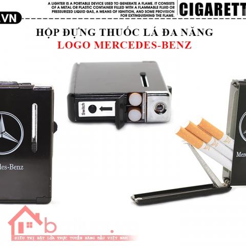 Hộp đựng thuốc lá đa năng in logo thương hiệu hãng xe nổi tiếng Mercedes - Benz