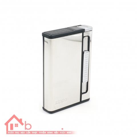 Hộp đựng thuốc lá đa năng in logo Zippo ver 2 màu trắng bạc