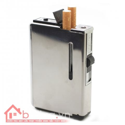 Hộp đựng thuốc lá đa năng Inox bạc loại 10 điếu