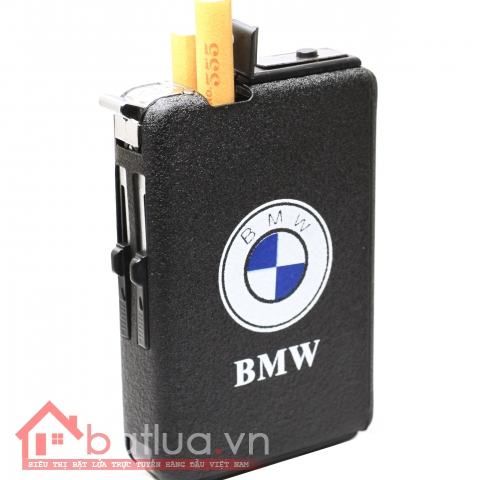 Hộp đựng thuốc lá đa năng màu đen nhám logo BMW