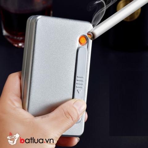 Hộp đựng thuốc lá dài kiêm bật lửa điện