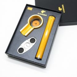 Set gạt tàn xì gà (Cigar), ống đựng xì gà, dao cắt xì gà Cohiba Màu vàng - Mã SP: PKXG094V
