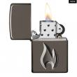 Zippo Armor đen huyền băng khắc sâu cao cấp 3D hình ảnh ngọn lửa Zippo