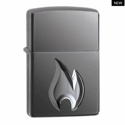 Zippo Armor đen huyền băng khắc sâu cao cấp 3D hình ảnh ngọn lửa Zippo - Mã SP: ZPC2419