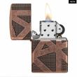 Zippo Armor đồng đỏ giả cổ khăc hoa văn hình học không gian bao quanh lên 4 mặt