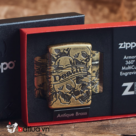 Zippo Armor đồng khối cắt khắc MultiCut 360 hình ảnh SKULL