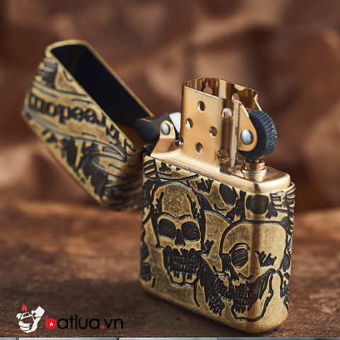 Zippo Armor đồng khối cắt khắc MultiCut 360 hình ảnh SKULL