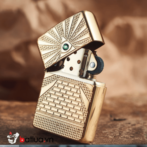 Zippo Armor khắc biểu tượng của Kim tự tháp Ai Cập gắn Viên pha lê Swarovski