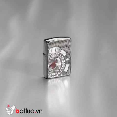 Zippo Armor khắc hình ảnh thẻ tiền trong bài Poker Ngọn lửa đỏ