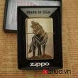 zippo chính hãng 254b màu vàng khắc 2 mặt hình chó sói