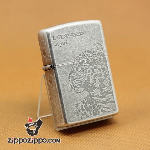 Zippo Chính Hãng Bạc Cổ Hình Con Báo Leopard