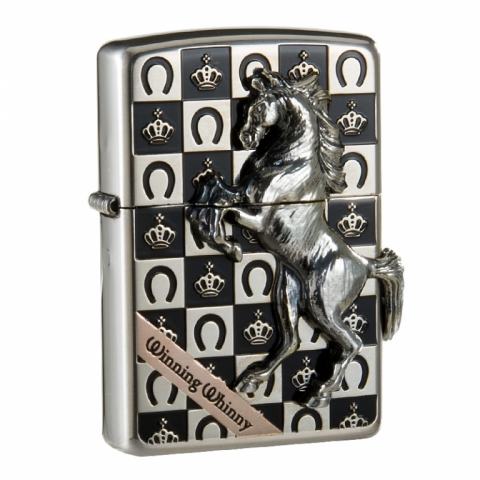 Zippo Chính Hãng Bạc Hình Ngựa Nổi Cùng Hoa Văn Móng