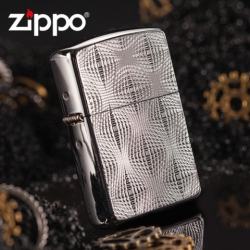 Zippo Chính Hãng Bạc Họa Tiết Kẻ Nổi 3D - Mã SP: ZPC1287