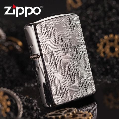 Zippo Chính Hãng Bạc Họa Tiết Kẻ Nổi 3D