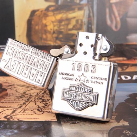 Zippo Chính Hãng Bạc Huy Hiệu Harley Davidson 1903