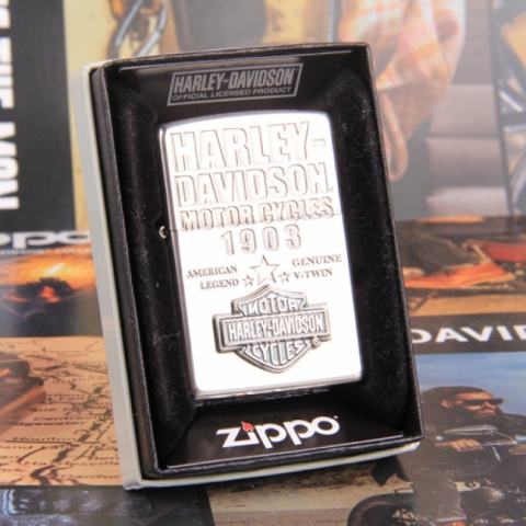 Zippo Chính Hãng Bạc Huy Hiệu Harley Davidson 1903