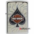 Zippo Chính Hãng Bạc In Hình Lá Bích Logo Harley Davidson