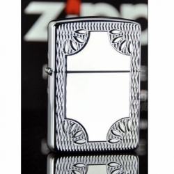 Zippo Chính Hãng Bạc Khắc Họa Tiết Lá Ở 4 Góc - Mã SP: ZPC1298