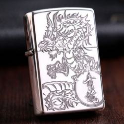 Zippo Chính Hãng Bạc Khắc Sâu Tứ Linh Thanh Long - Mã SP: ZPC01065