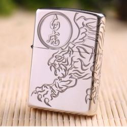 Zippo Chính Hãng Bạc Khắc Tứ Linh Bạch Hổ - Mã SP: ZPC1069