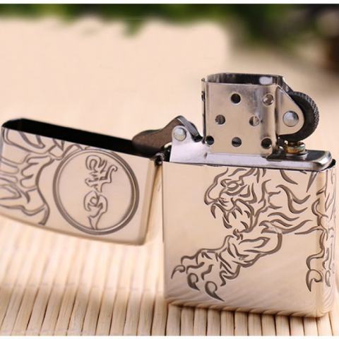 Zippo Chính Hãng Bạc Khắc Tứ Linh Bạch Hổ