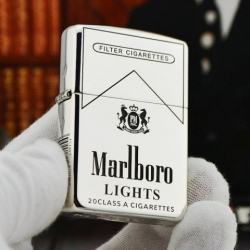 Zippo Chính Hãng Bạc Khối Khắc Logo Marlboro - Mã SP: ZPC1189